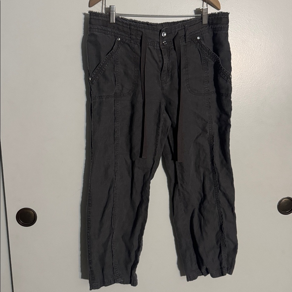 INC International Concepts Petite Dark Gray Casual Linen Pants